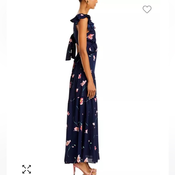Aqua Ruffled Maxi Dress in Navy Multi - Picture 5 of 6